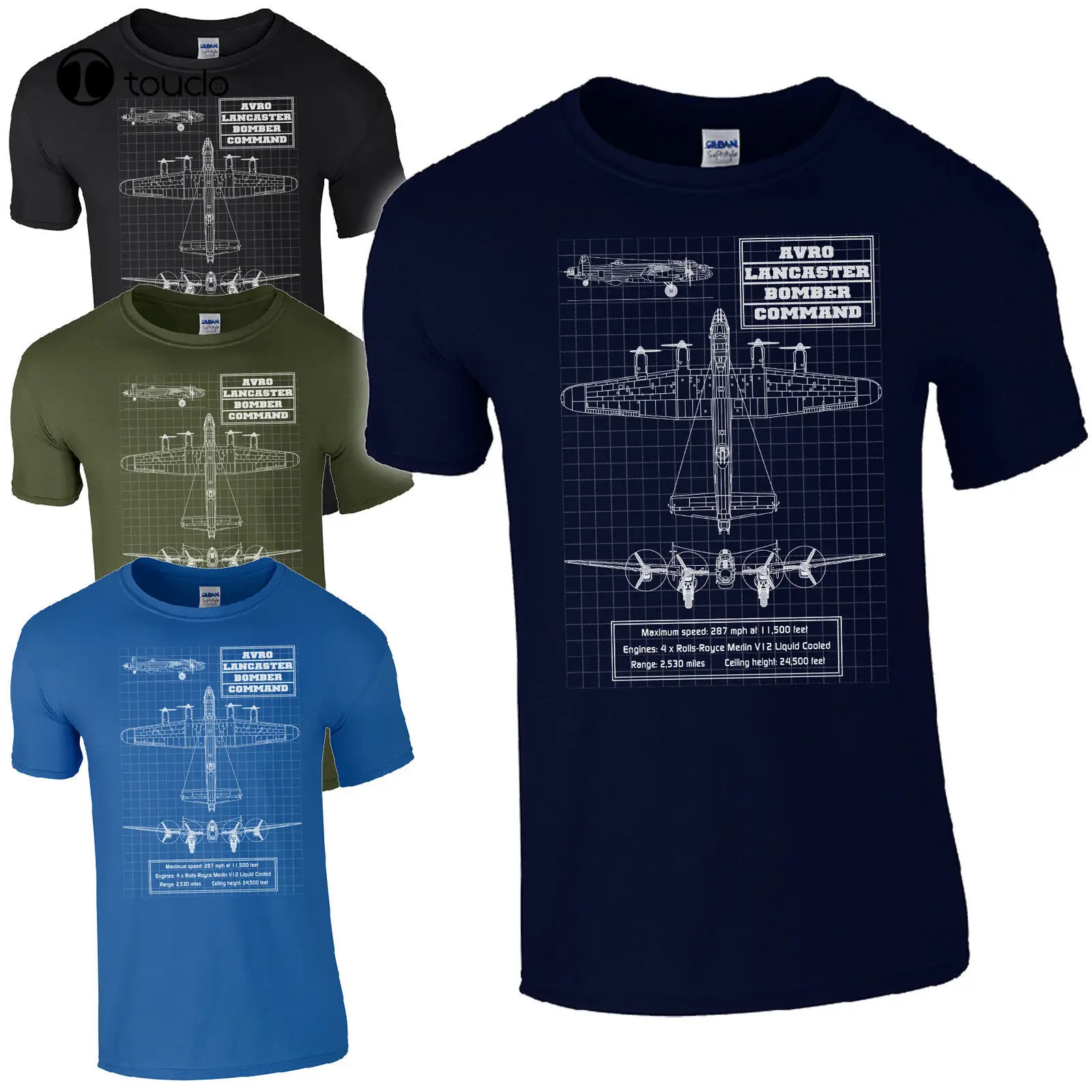 Avro Ranger Blueprint T-Shirt Thumper Rolls Royce Bomber Command Aircraft Raf