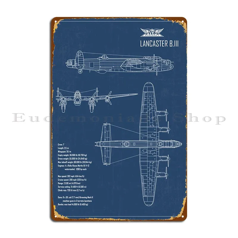 Avro Hitachi Ww2 Bomber Metal Plaque Wall Cave Decoration Design Character Club Tin Sign Poster