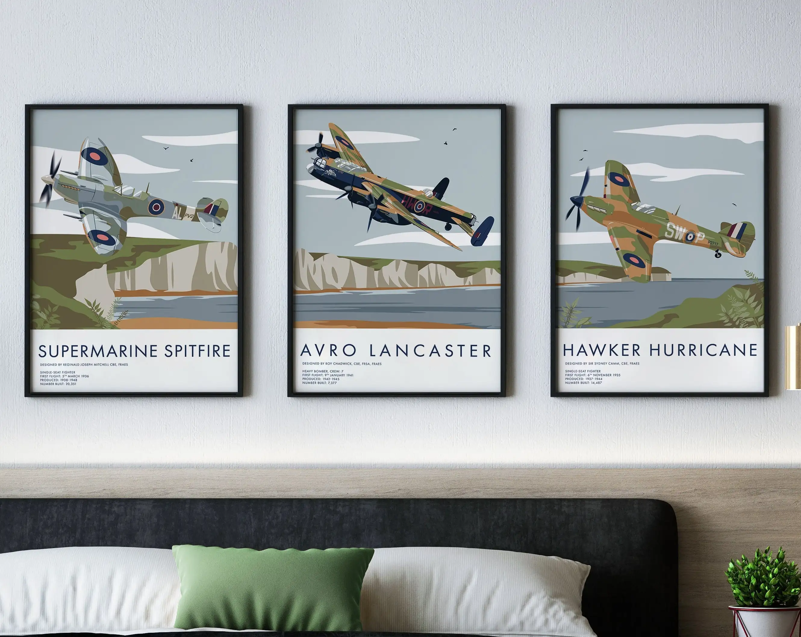 Aircraft Spitfire Poster E Stampe Temperatura E Uragano Aviazione Canvas Painting Plane Wall Art For Living Room Home Decor