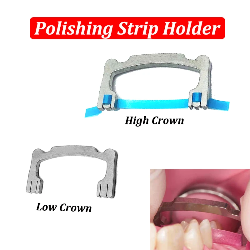 2 Pz/Set Dental Teeth Polishing Strip Holder Metal Per Low High Crown Resin Polish Strips Whitening Dentistry Tool Autoclavabile