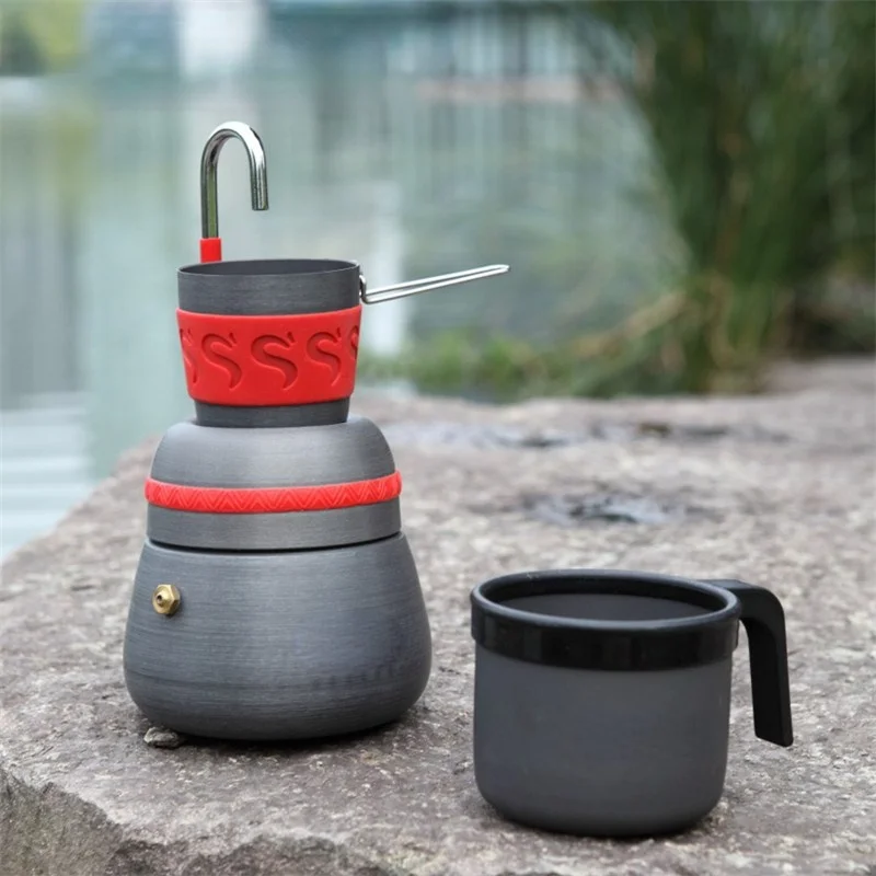 Caffettiera Da Esterno In Alluminio Caffettiera Moka Pot Geyser Caffettiere Bollitore Coffee Brewer Latte Percolator Stufa Utensili Da Caffè