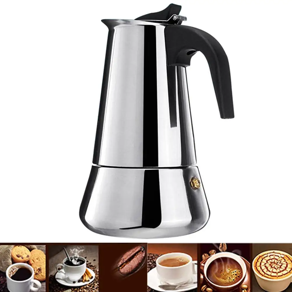 Caffettiera In Acciaio Inox Caffettiera Moka Pot Geyser Caffettiere Bollitore Coffee Brewer Latte Percolator Stufa Utensili Da Caffè