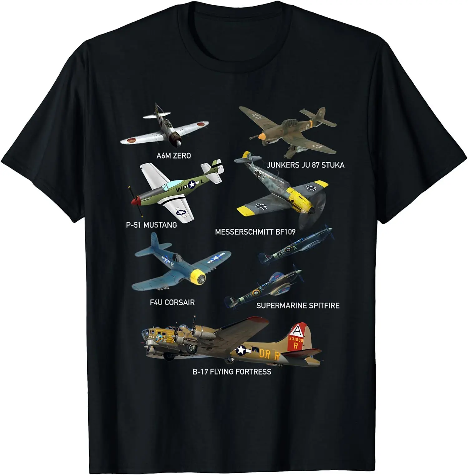 New Limited Ww2 Aerei Warbirds P51 Mustang Spitfire Messerschmitt T-Shirt