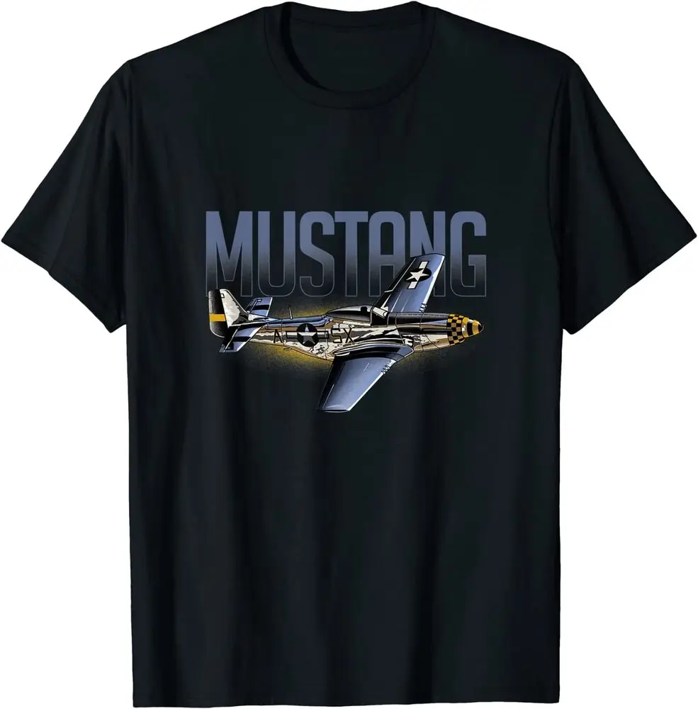 American P51 Mustang World War Ii Aereo Militare T-Shirt Manica Corta Casual 100% Cotone Maglietta Estiva