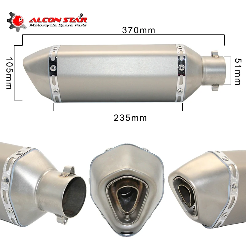 Alconstar-Silenziatore Di Scarico Moto Universale Fuga Moto Pipe Slip On Db Killer 51Mm Akrapov Laser Per Kawasaki Yamaha Mt07