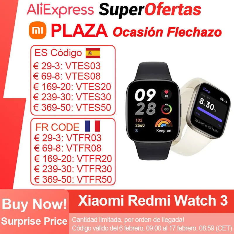 Xiaomi Redmi Watch 3, Smart Watch Uomo/Donna, Frequenza Cardiaca Dell'Ossigeno Nel Sangue, Telefonata Bluetooth, 1.75 "Amoled 390X450 Pixel, 5Atm