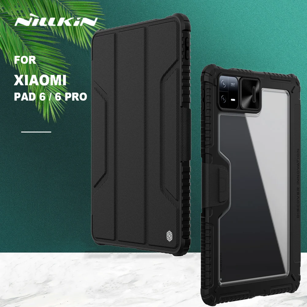 Nillkin Armor Bumper Per Xiaomi Mi Pad 6 / 6 Pro Slide Camera Protect Cover Magnetic All Coverage Auto Wake Flip Leather Case