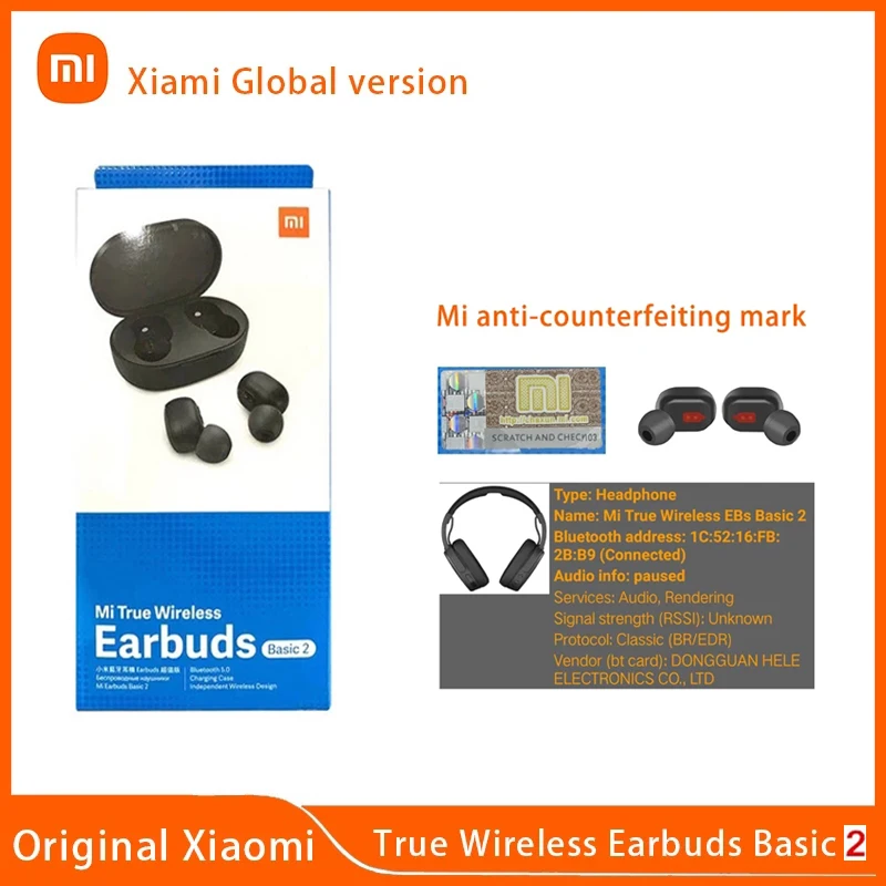 Versione Globale Originale Xiaomi Redmi Airdots 2 Auricolare Bluetooth Mi True Wireless Earbuds Basic 2 Con Microfono Auto Connect