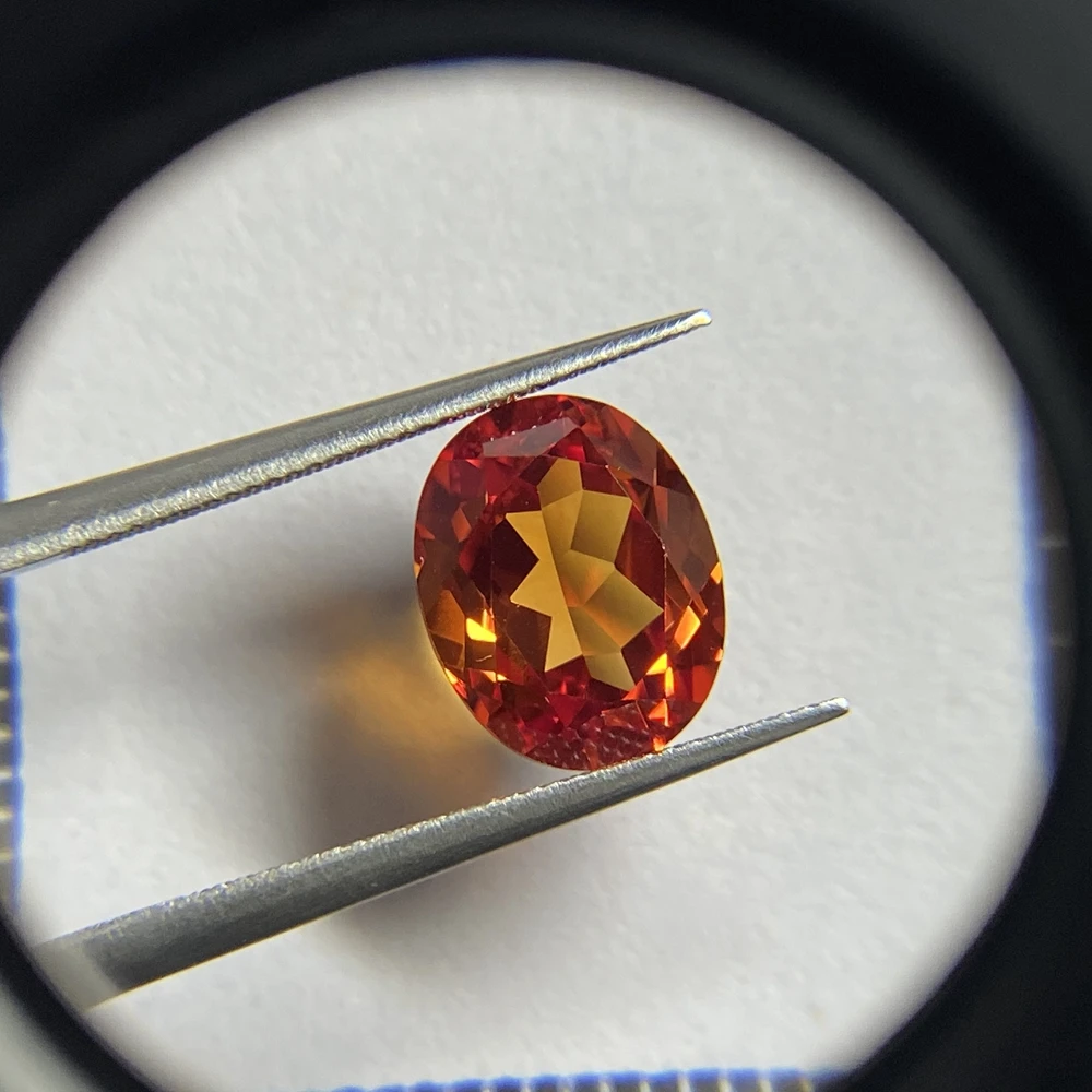 55 # Padparadscha Corindone Sintetico Taglio Ovale Zaffiro Gemma Coltivata In Laboratorio 5A Gemme