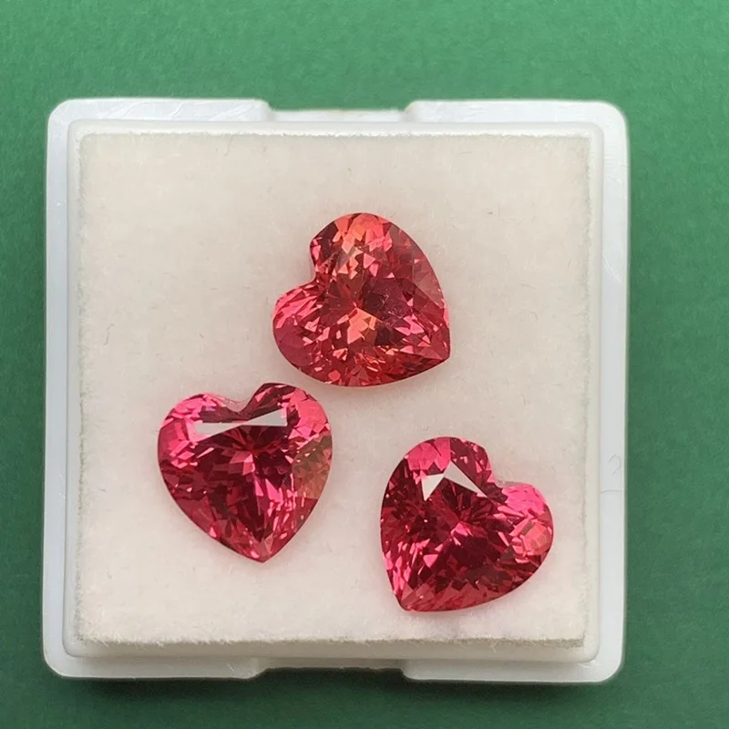 Ruif Beautiful Hot Sunset Padparadscha Color Heart Lab Grown Sapphire Pietra Sciolta Per Gioielli Fai Da Te