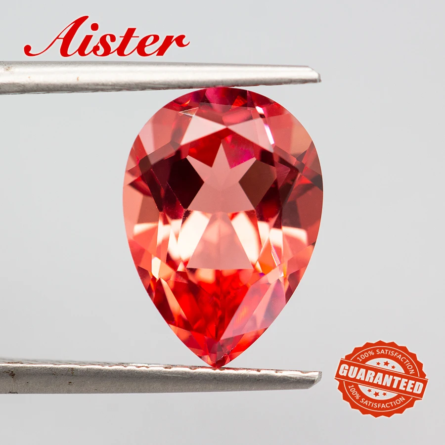 New Pear Cut Lab Grown Padparadscha Color Zaffiro Pietra Preziosa Sciolta Con Certificato Agl