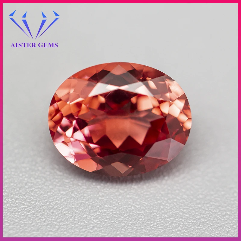 Nuova Forma Ovale Lab Grown Sapphire Padparadscha Color Pietra Preziosa Sciolta Per La Creazione Di Gioielli