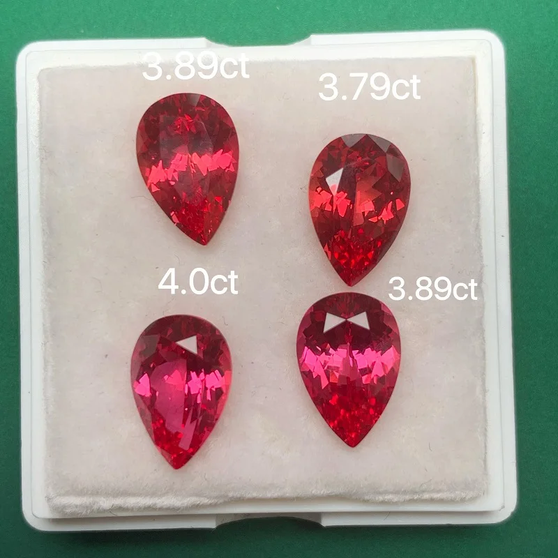 Ruif Unique Pear Lab Grown Padparadscha Color Sapphire Loose Stone Lab Crea Papalacha Per La Creazione Di Gioielli Di Lusso Leggeri