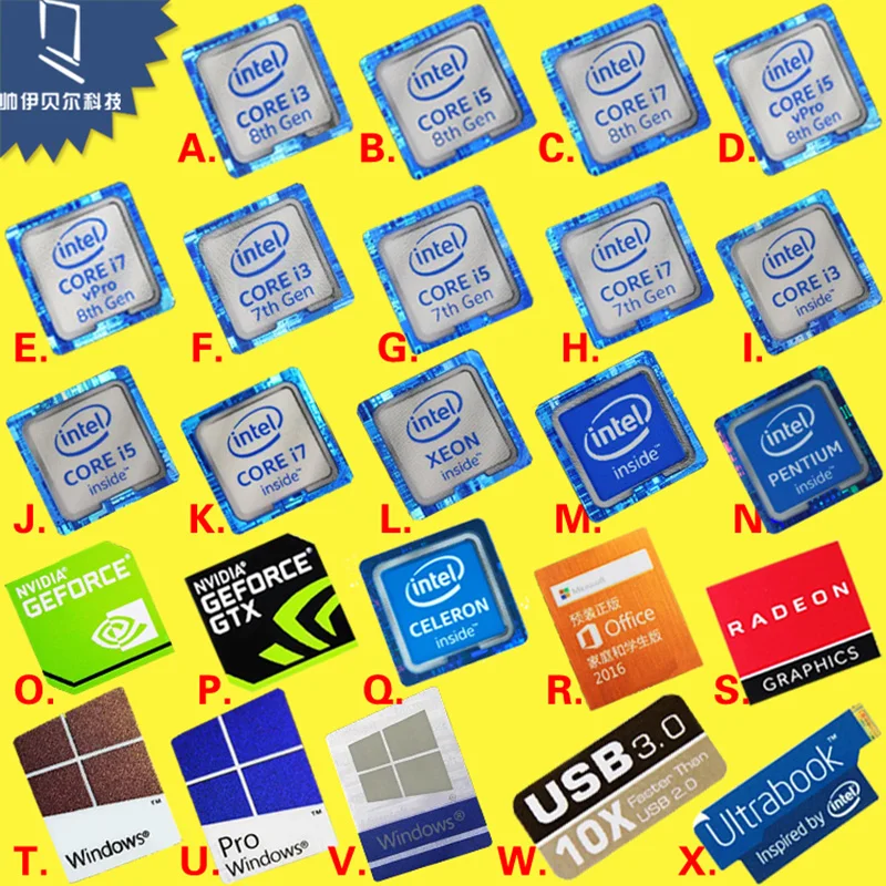 Originale 6 7 8A Generazione Intel I3 I5 I7 Celeron Intel Xeon Pentium Processor Dolby Sticker Label