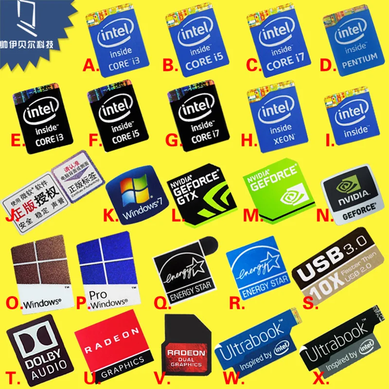 Spedizione Gratuita Vendita All'Ingrosso Fai Da Te Originale Intel I3 I5 I7 Celeron Xeon Pentium Processor Dolby Sticker Etichetta Decorativa