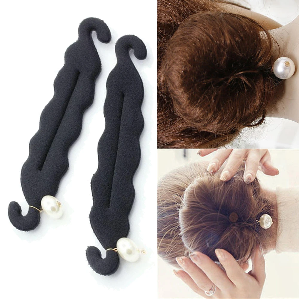 Magic Bun Maker Foam Sponge Bun Shaper Pearl Magic French Twist Bun Maker Clip Hook Ponytail Holder Hair Donut Accessori Per Capelli