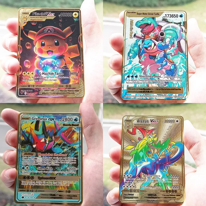 10000Ph Pokemon Gold Metal Card Arceus Pikachu Vmax Great Card Versione Inglese Collezione Di Giochi Pokemon Metal Iron Card Kid Gift