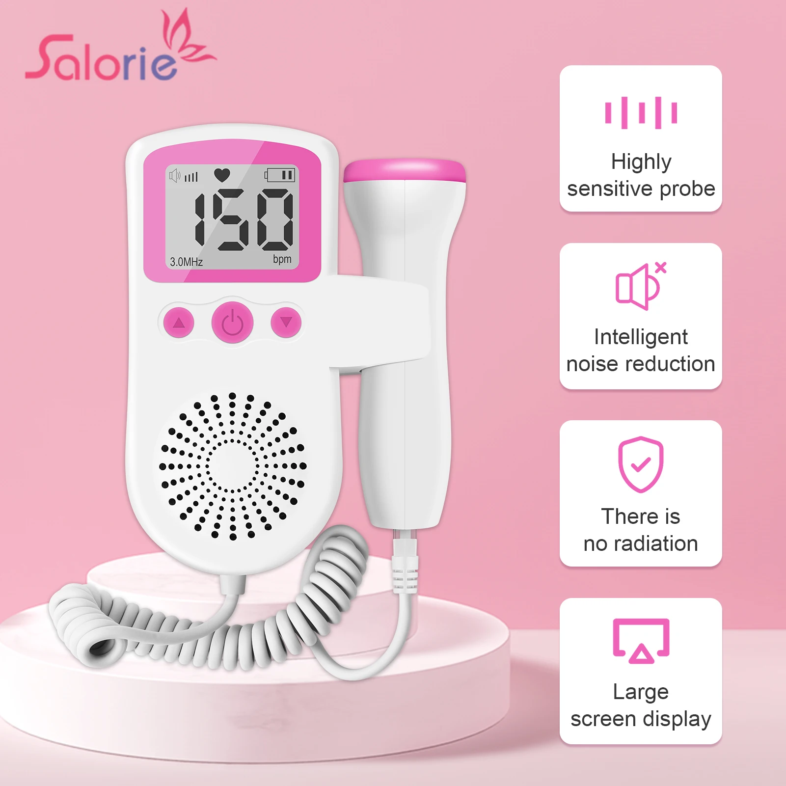 3Mhz Lcd Fetal Doppler Baby Rilevatore Di Frequenza Cardiaca Prenatale Home Sonar Doppler Stetoscopio Donne Incinte Monitor Fetale