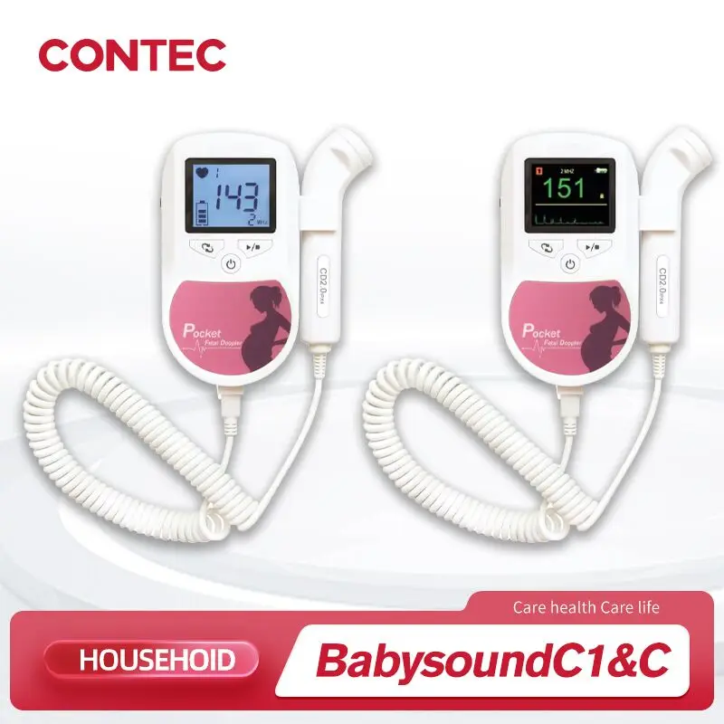 Contec Fetal Doppler Heart Beat Monitor Retroilluminazione Lcd Colore Rosa Con Sonda 2Mhz 3Mhz 8Mhz Sonda Baby Heart Beat Monitor