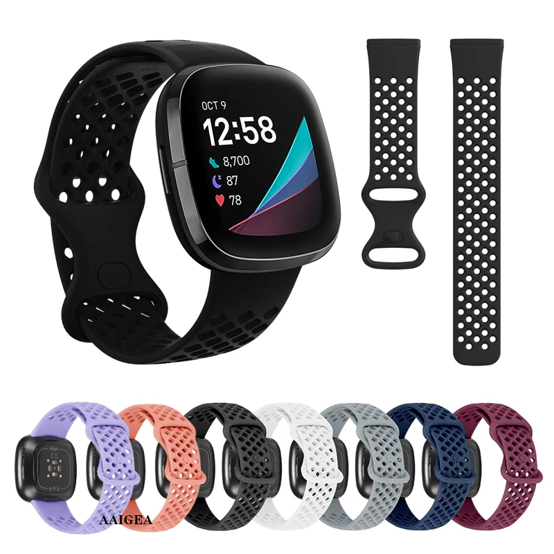 Breathable Soft Silicone Sport Band Strap For Fitbit Versa 3 Fitbit Sense Replacement Bracelet Accessories