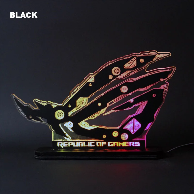 Diy Lighting Rog Figure Republic Of Gamers Desktop Computer Case Ornaments Mod Pc Accessories