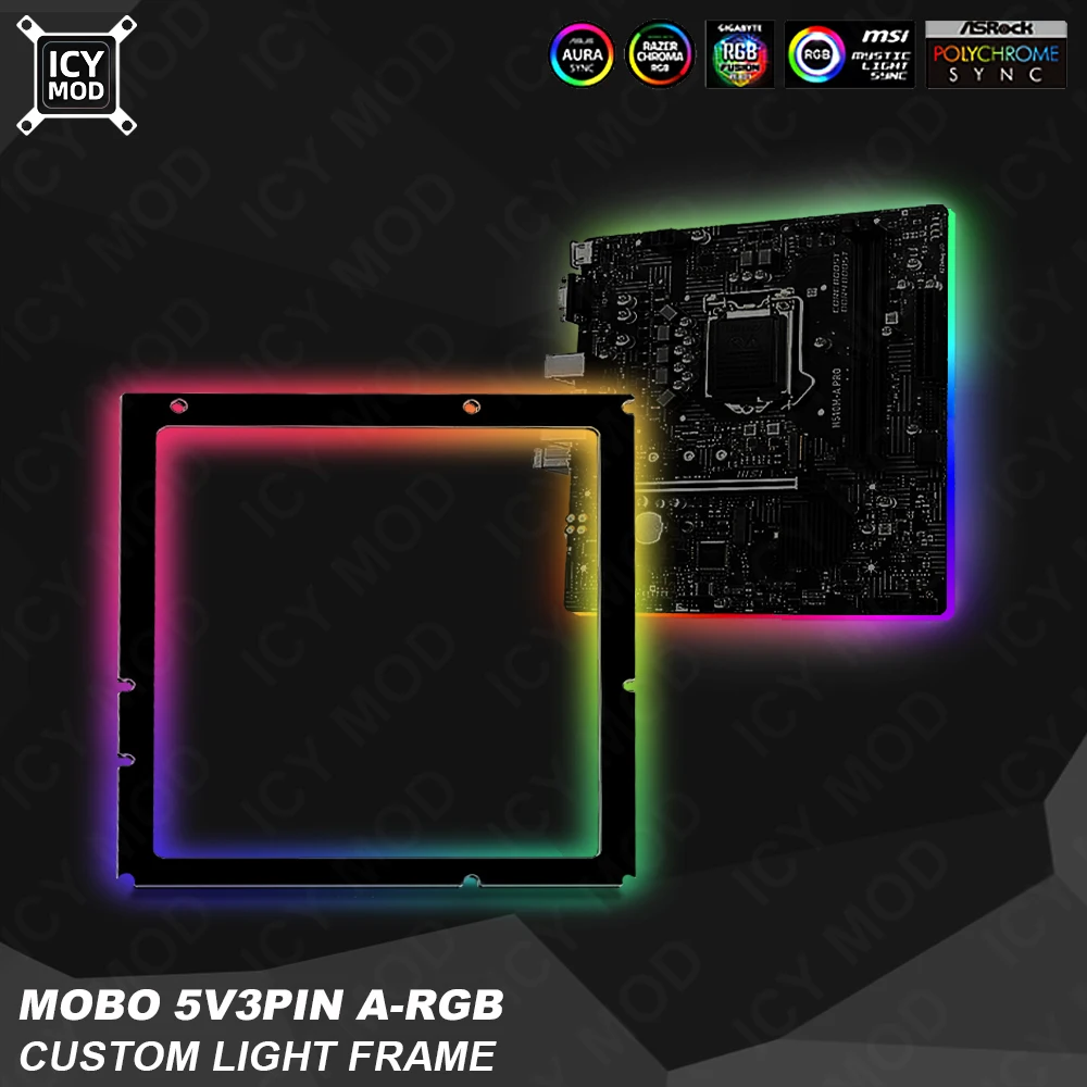 Mobo Frame Decoration Custom Aura Sync Pc Case Mod Panel Atx Matx Itx 5 V3Pin Pad Di Illuminazione Della Scheda Madre Mobo A-Rgb Frame Acrilico