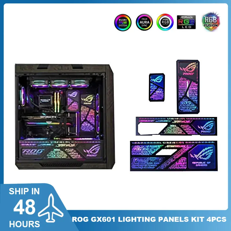 Mod Gx601 Case Lighting Panel Kit 4 Pezzi, Rog Strix Helios Gamers Chassis Refit Light Board Plate,Uv Pc Case Cover Aura Sync