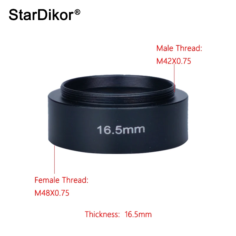 Stardikor M48-M42 (16.5Mm) M48X0.75 Filettatura Femmina A M42X0.75 Filettatura Maschio Telescopio Adattatore Anello Metallico Per Fotocamere Zwo/Qhy