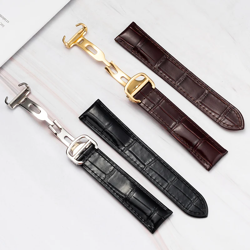 Cinturino Sostitutivo Per Cartier Tank Solo Men Lady Dispiegant Clasp Strap Watchs Accessori Bracciale Per Orologio Morbido In Vera Pelle