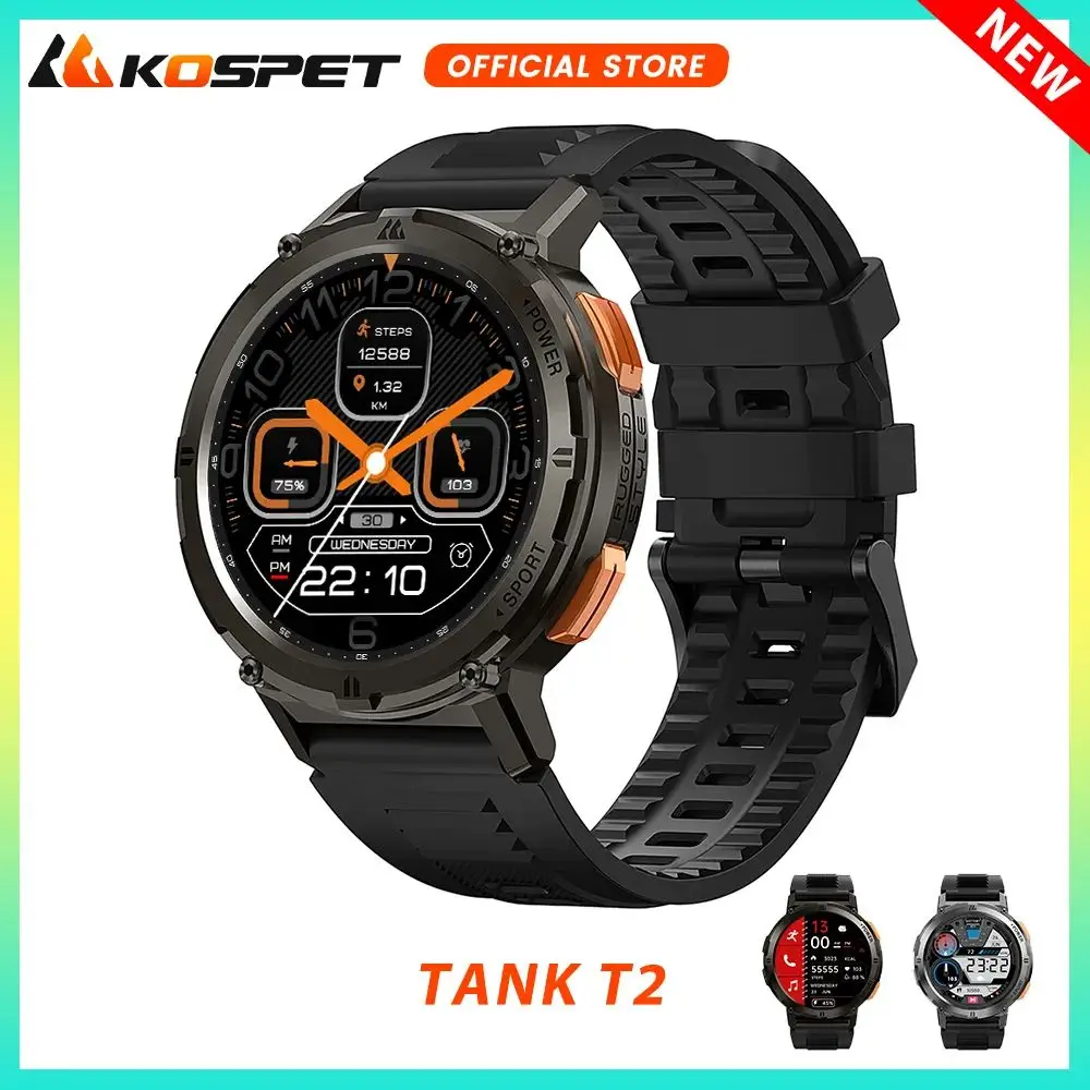Kospet Tank T2 Ultra Smart Watch Men Military Smartwatch Women Original Digital Fitness Watches Amoled Ai Voice Aod Bluetooth