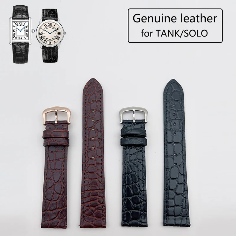 Cinturino In Vera Pelle Con Motivo A Coccodrillo Adatto Per Cartier Tank Solo London Sandoz Watch Chain, Morbido E Ultrasottile