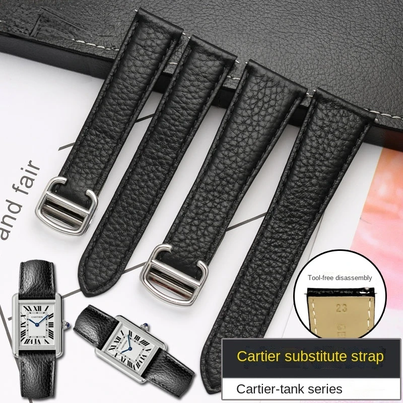 Per Cartier Watch Tank Cinturino In Pelle Femminile Tank London Solo Litchi Pattern Cinturino In Pelle Originale Per Uomo 22 23Mm 24 25Mm