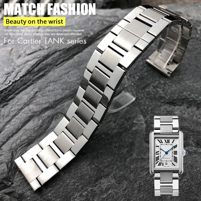 Cinturino Di Alta Qualità In Acciaio Inossidabile Fine Da 20Mm Per Tank Solo Santos Cartier Bracciali Uomo Donna Accessori Per Cinturini Per Orologi S