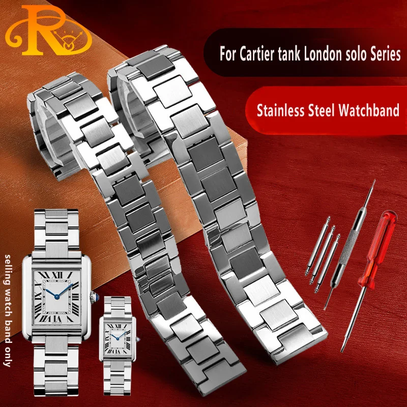 Cinturino In Acciaio Inossidabile Per Cartier Tank London Solo Series Orologi Cinturino 20Mm Moda Uomo Bracciale Da Donna Cinturino Da Polso