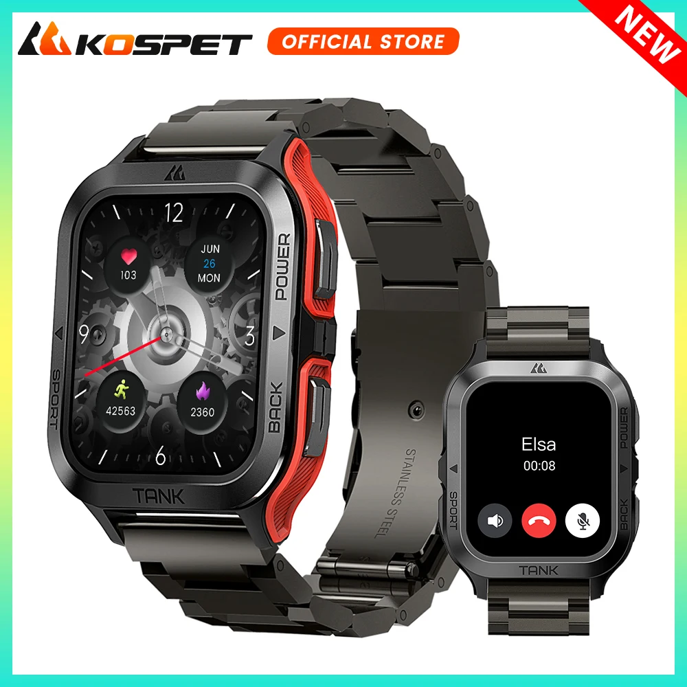 Originale Kospet Tank M2 Digital Smartwatch Men Electronic Watch Bluetooth Call Ultra Fitness 5Atm Ip69K Smartwatch Impermeabile
