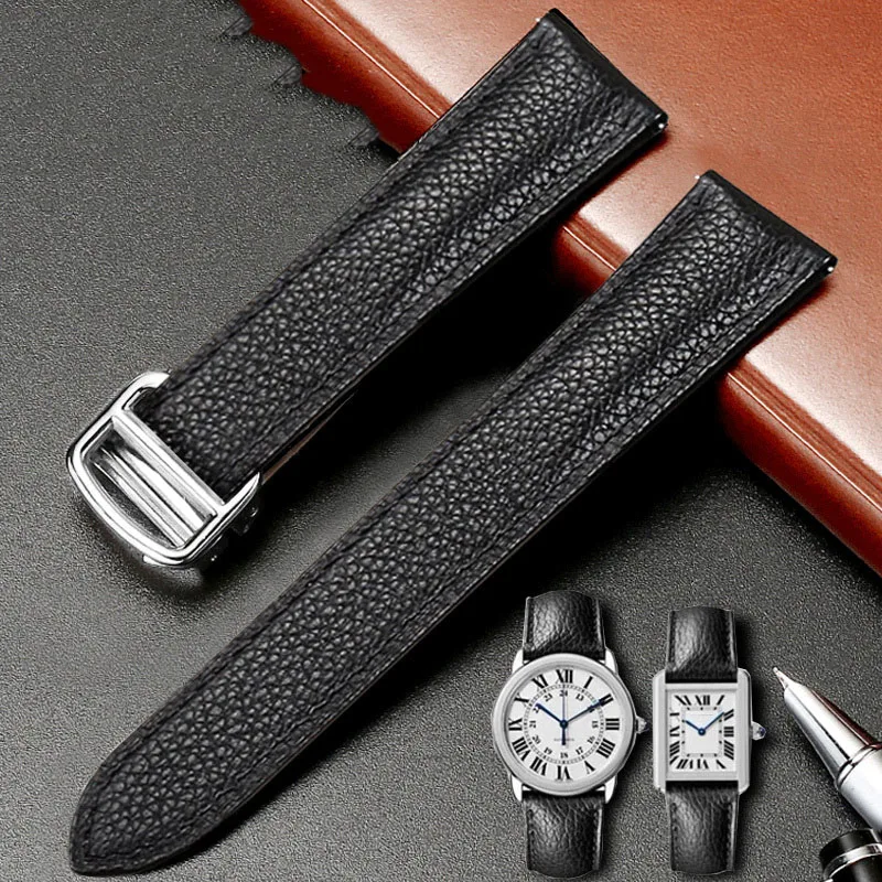 Cinturino Per Cartier Tank Solo Ronde De Watch Strap Accessori Uomo Lady 1:1 Cinturino In Vera Pelle Con Chiusura Dispiegante