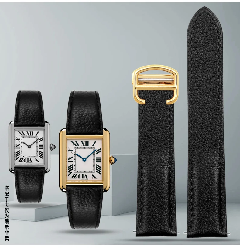 Cinturino In Pelle Litchi Per Cartier Tank Solo Ronde De Lychee Grain Strap Leather 20 23 25Mm Accessori Per Orologi