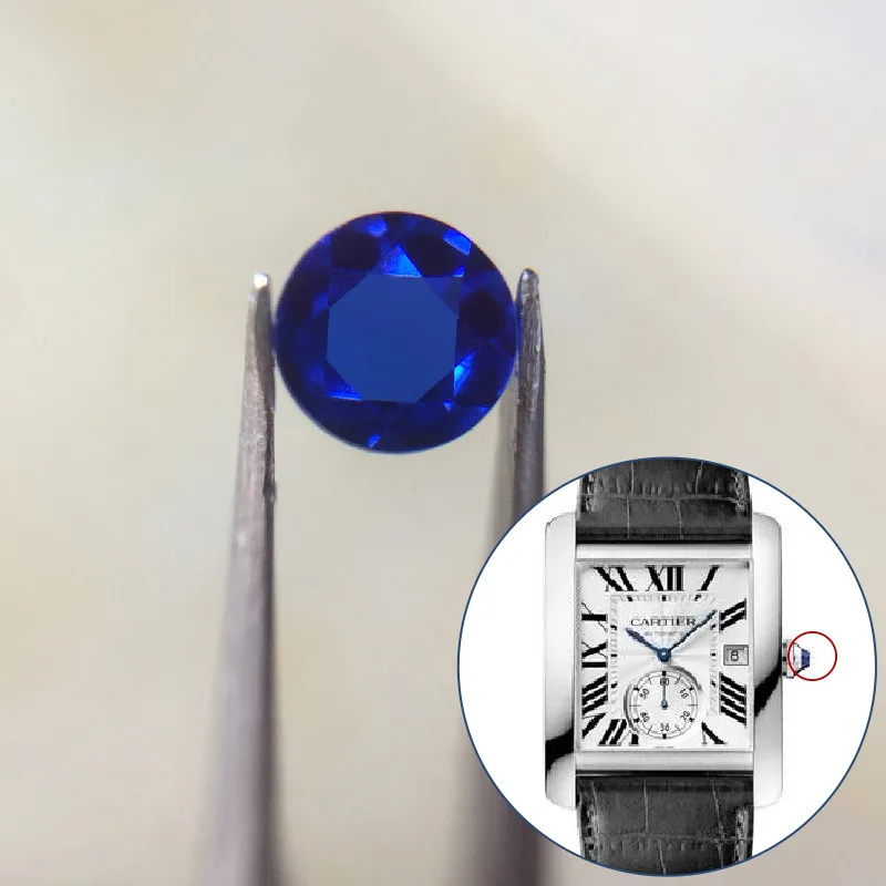 Guarda La Corona Di Cristallo Zaffiro Blu Per L'Orologio Automatico Cartier Tank W53300