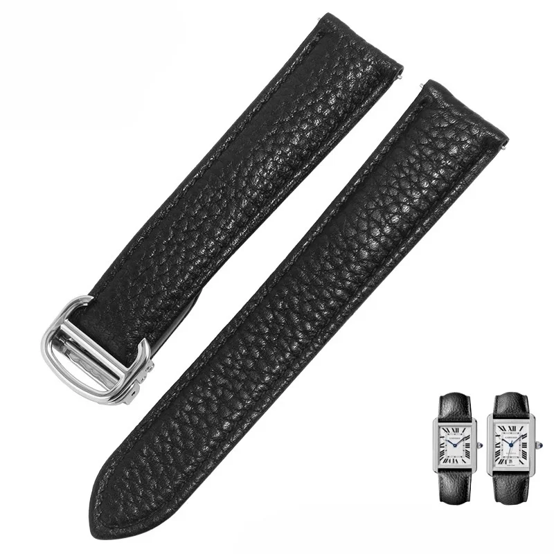 Cinturino Per Orologio Per Cartier Tank Solo Men Lady Dispiegant Clasp Cinturino Per Orologio Impermeabile Morbido In Vera Pelle 20Mm 22Mm 23Mm