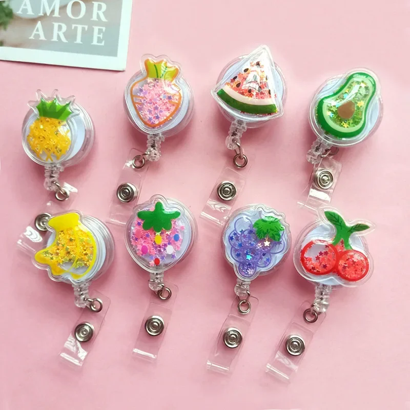 New Cute Fruits Anguria Fragola Retrattile Pull Badge Reel Id Cordino Nome Tag Card Badge Holder Reels For Kids