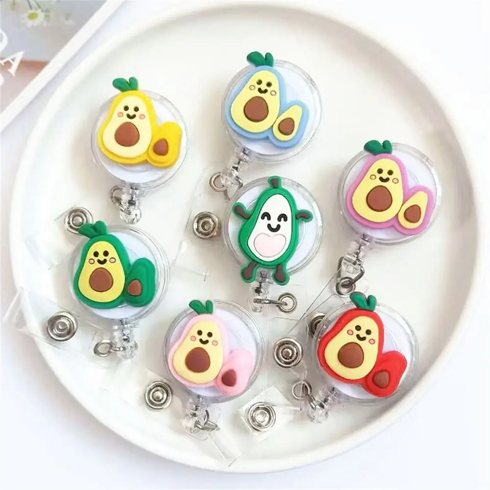 New Cute Fruits Avocado Retrattile Pull Badge Reel Id Lanyard Name Tag Card Badge Holder Reels Forniture Scolastiche Per Ufficio