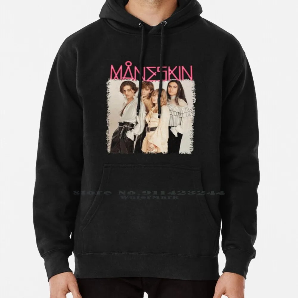 Maneskin Artwork Felpa Con Cappuccio Maglione 6Xl Cotone Damiano Maneskin Damiano David De Angelis Thomas Raggi Eterno Torchio Donna Adolescente