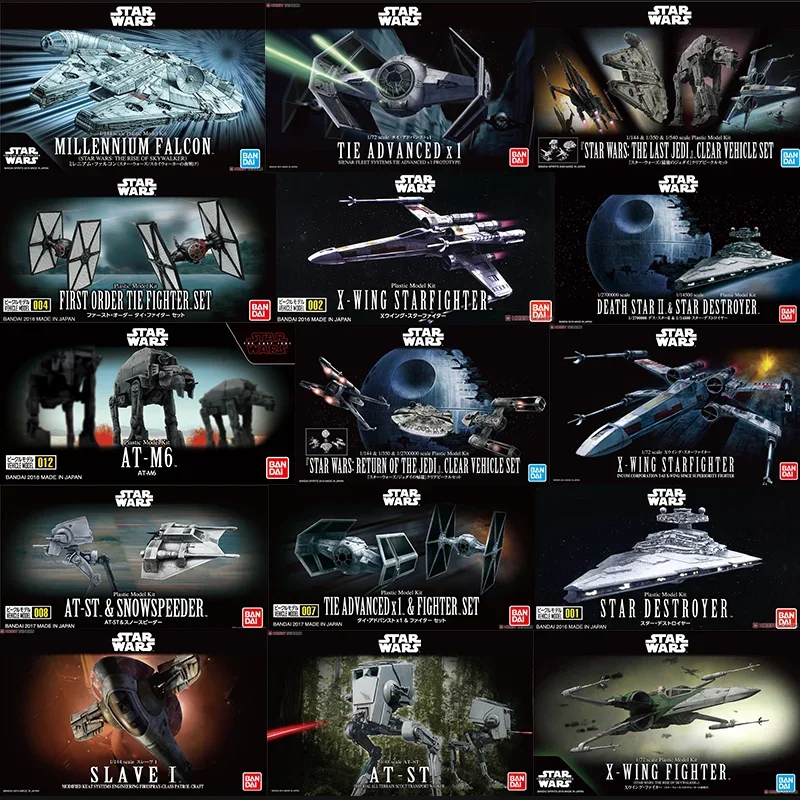 Bandai Original Star Wars Modello Di Veicolo X-Wing Interstellare Star Destroyer Millennium Falcon Assemblato Model Collection Toys