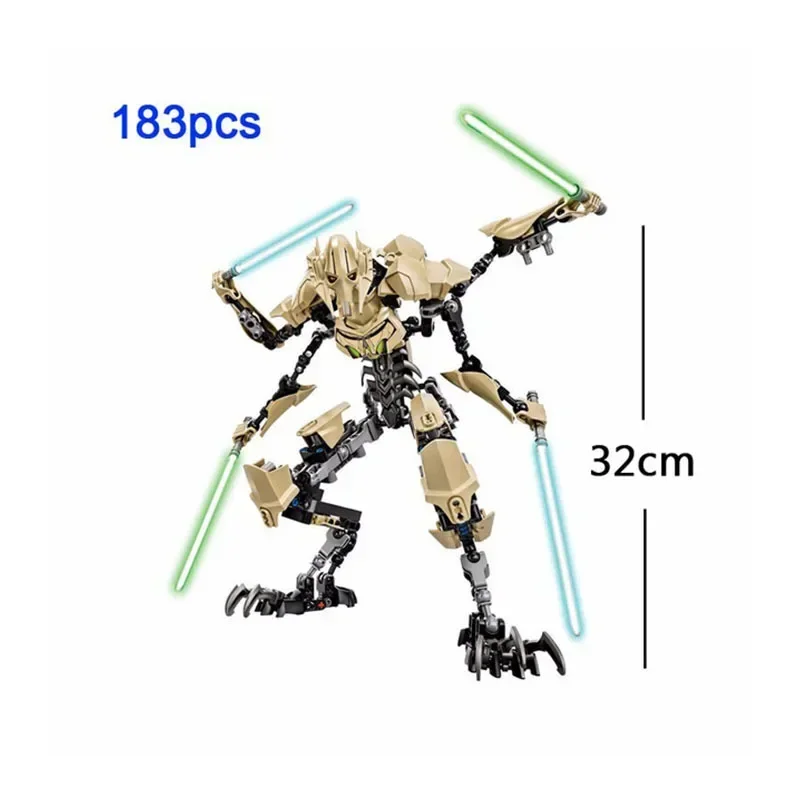 32Cm Star Toy General Robot Building Blocks Action Figure Toy Grievous Con Lightsaber Hilt Combat Wear Model Regalo Di Natale