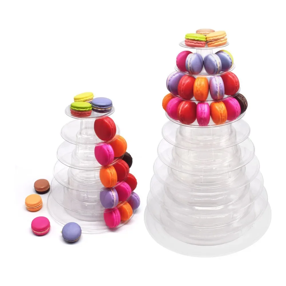6 Livelli Macaron Espositore Cupcake Tower Rack Supporti Per Torta Vassoio In Pvc Per Matrimonio Torta Di Compleanno Strumenti Di Decorazione Bakeware