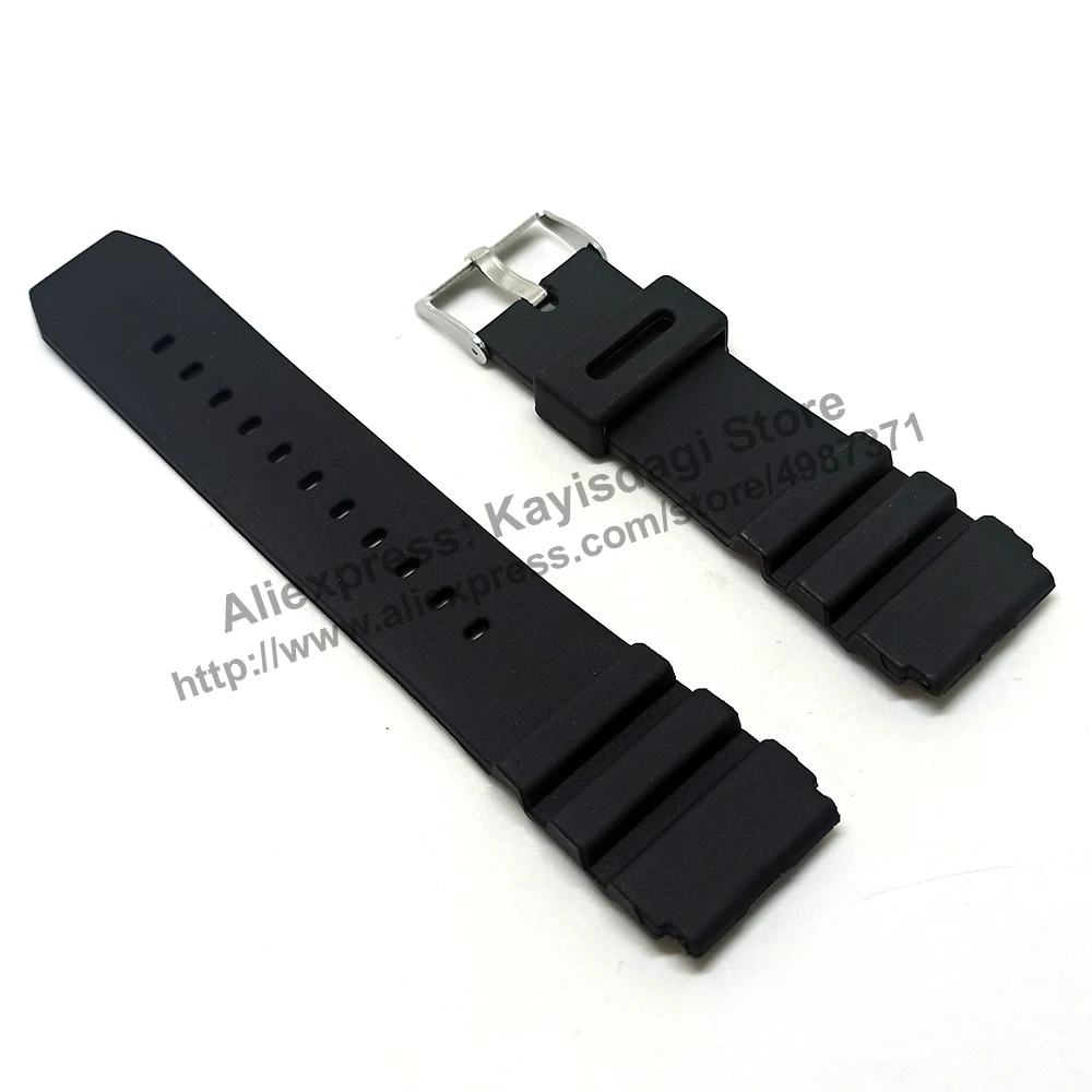 Cinturino/Cinturino In Gomma Nera Da 22Mm Compatibile Casio Mqd-3000W , Aq600Cw , Wvq-142 , Mwa-200 , Ad-520