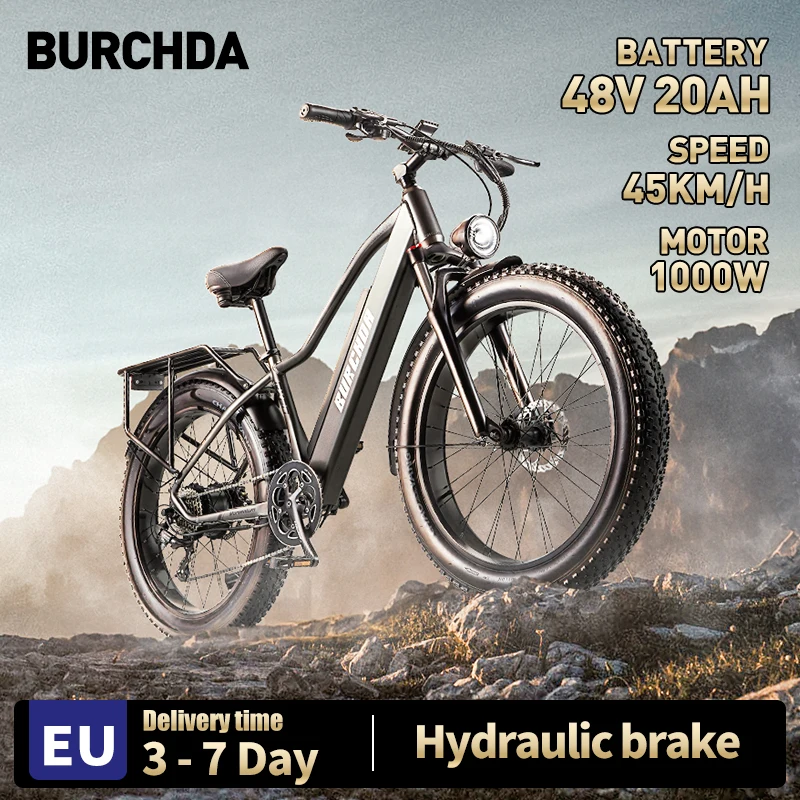 Burchda Bicicletta Elettrica 1000W City Road Bicycles 48 V20Ah Adult Mountain Mtb E-Bike 26 Pollici Fat Tire Cycling Bike Rx20