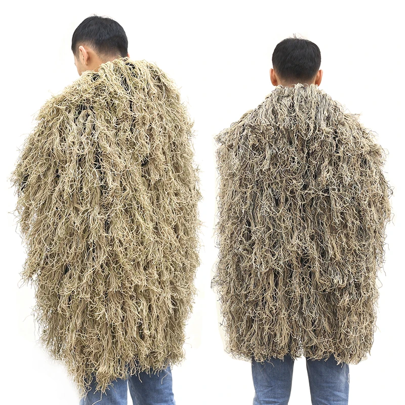 Ghillie Coperte Copertura Camouflage Ghillie Hat Handmade Knitting 80X90Cm Mantello Da Caccia Camouflage Jungle Desert Yellow Grass Men