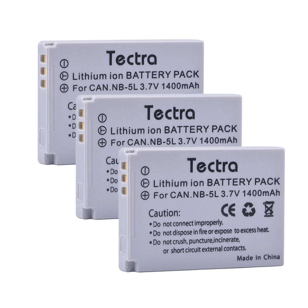 Tectra Nb-5L Nb5L Batteria 3 Pz Per Canon Powershot S100 S110 Sd700 Sd800 Sd900 Sd990 Sx200 Sx210 Sx220 Sx230