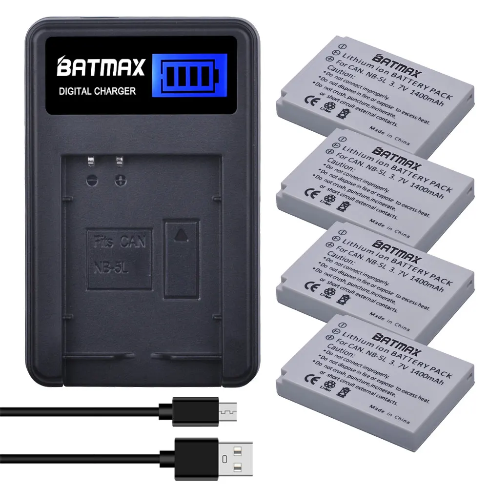 Batmax Nb-5L Nb 5L Nb5L Batteria + Caricabatterie Usb Lcd Per Fotocamera Canon Powershot S100 Sx200 Sx210 Is Sx230 Hs Sd790 Sd850 Sd890